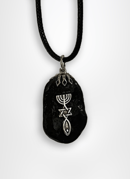 Galilee gift Sea of Galilee pebble stone pendant designed with messianic seal