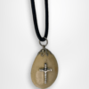 Holyland Sea of Galilee pebble stone pendant designed with a cross