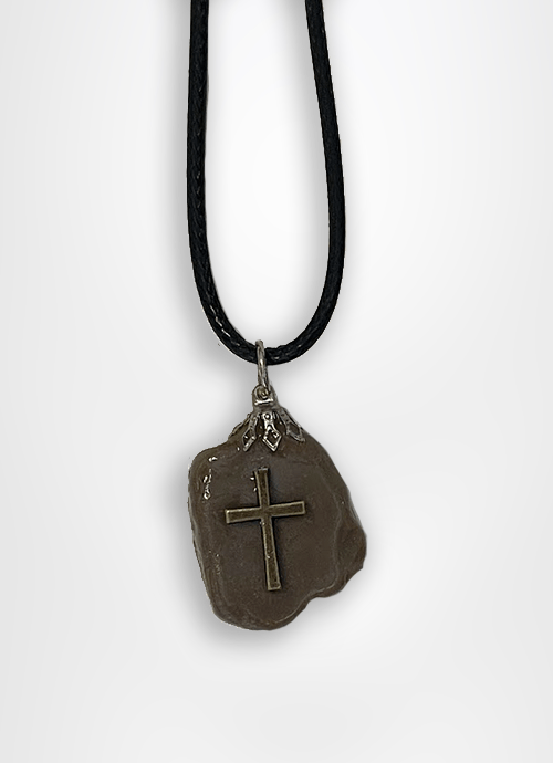 christian jewelry galilee pebble stone pendant necklace designed with cross